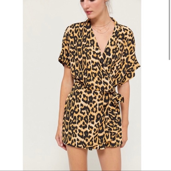 Urban Outfitters Pants - NWT- Urban Outfitters Cheetah Wrap Romper (L)